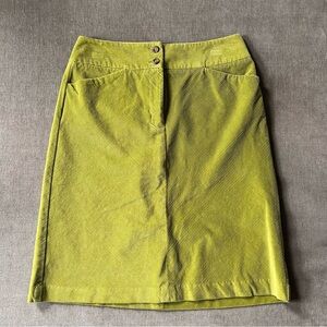 Vintage Talbots Corduroy Skirt Green Chartreuse Midi 6